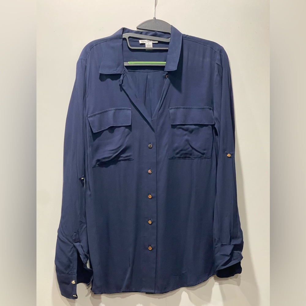 Dalia Collection Deep Blue Casual Button-Down Shirt